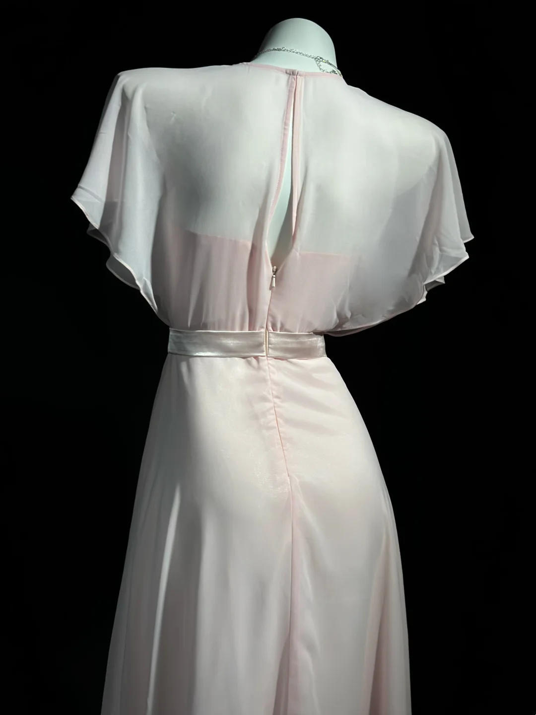 Light Pink Elegant Chiffon Evening Dress Modest Formal Wedding Guest Dress P530