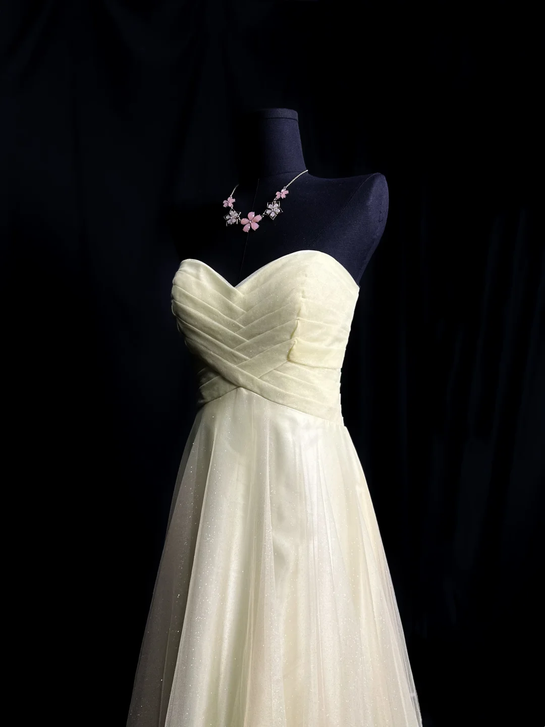 Sweetheart Yellow Tulle Bridesmaid Dress Sparkle A Line Prom Dress P556