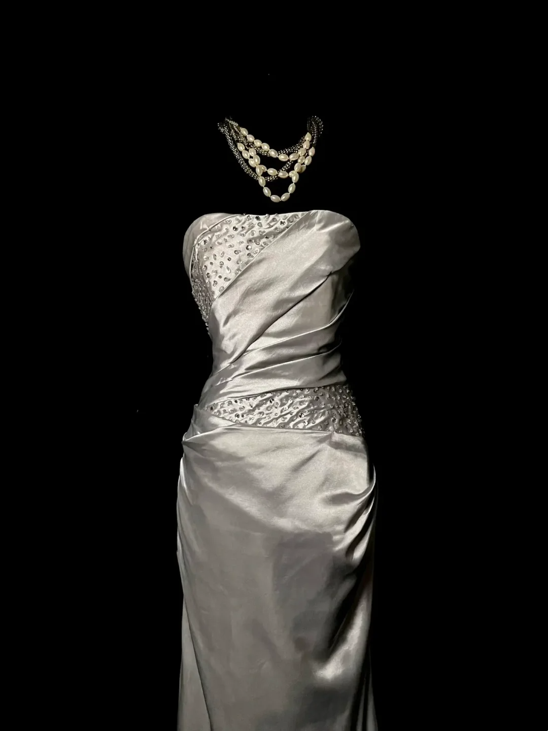 Strapless Gary Satin Prom Dress Formal Party Dress Evening Dress P60