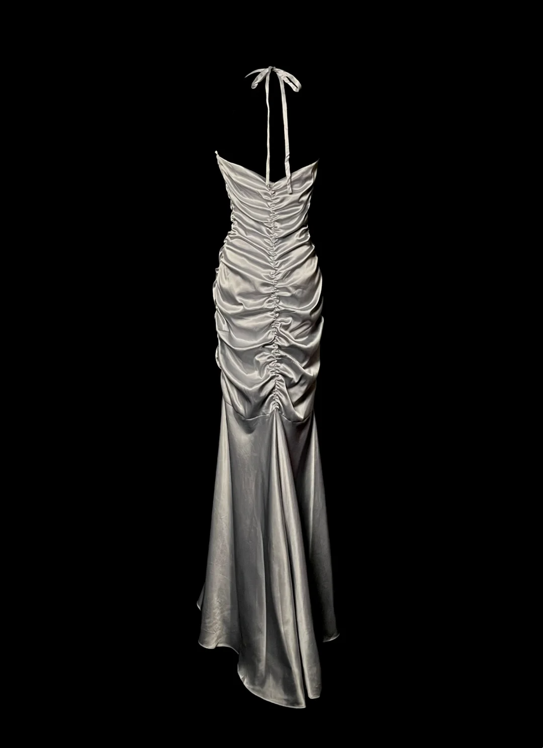 Halter Gray Satin Prom Dress Formal Party Dress Evening Dress P64