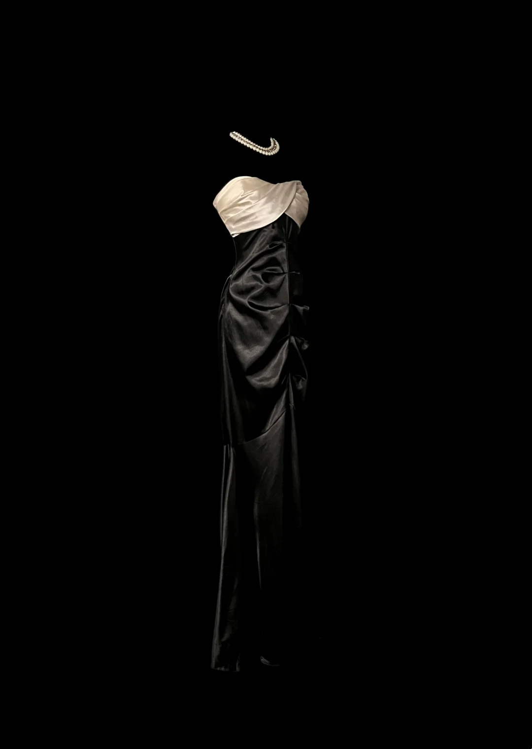 Strapless Black Satin Prom Dress Formal Evening Dress P80