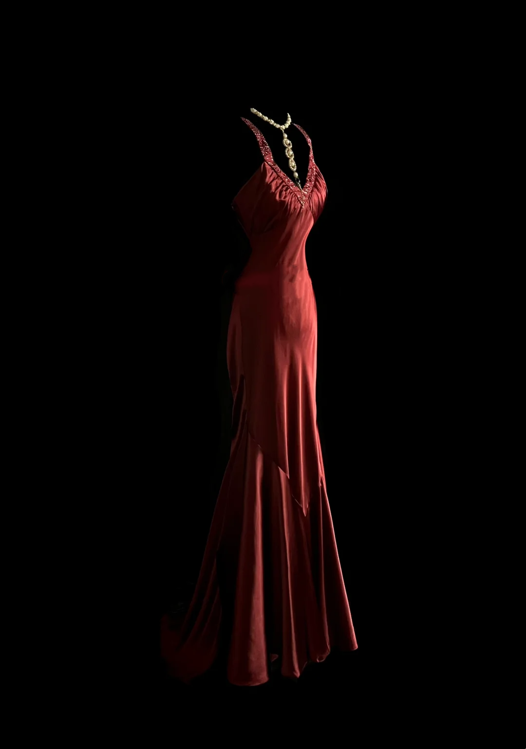 Beaded V Neck Satin Prom Dress Evening Dress Party Dress P94