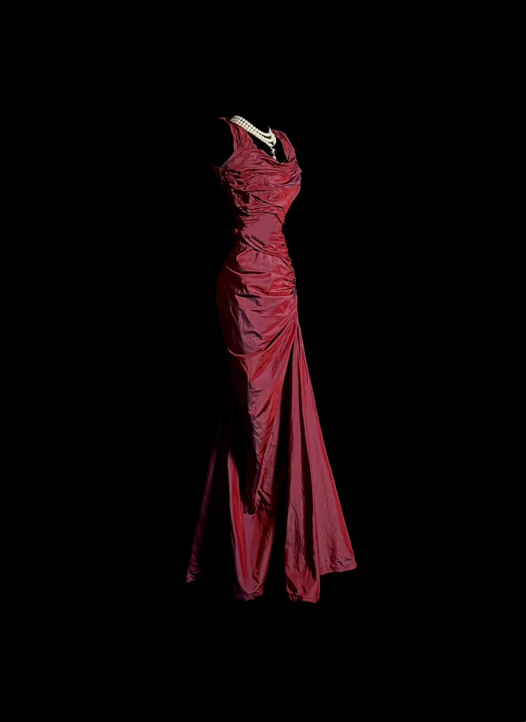 Burgundy Sheath Prom Dress Pleated Formal Party Dress P98