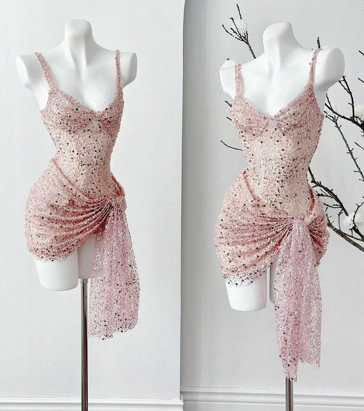 Pink Sequin Sheath Homecoming Dress Short Birthday Party Dress P1495