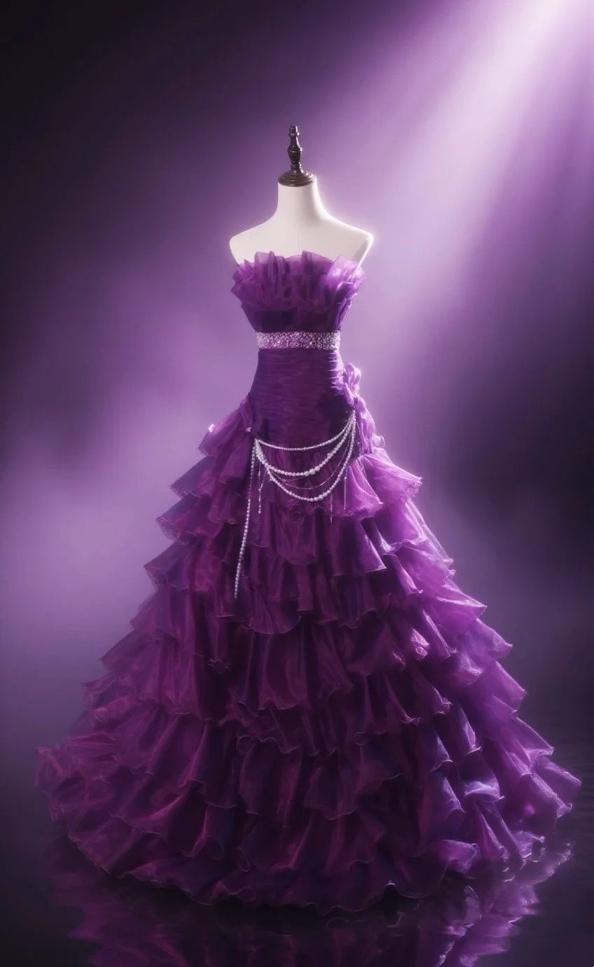 Purple Layered Formal Prom Dress Organza Birthday Gown P1207