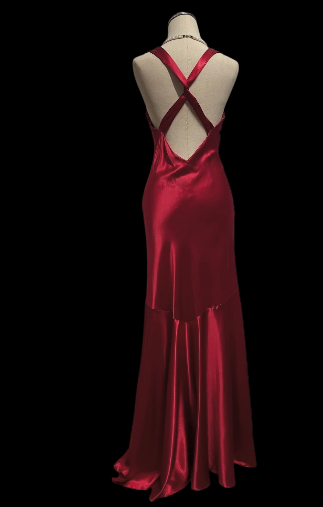 Red Satin Mermaid Prom Dress Beaded Formal Evening Dress P1055