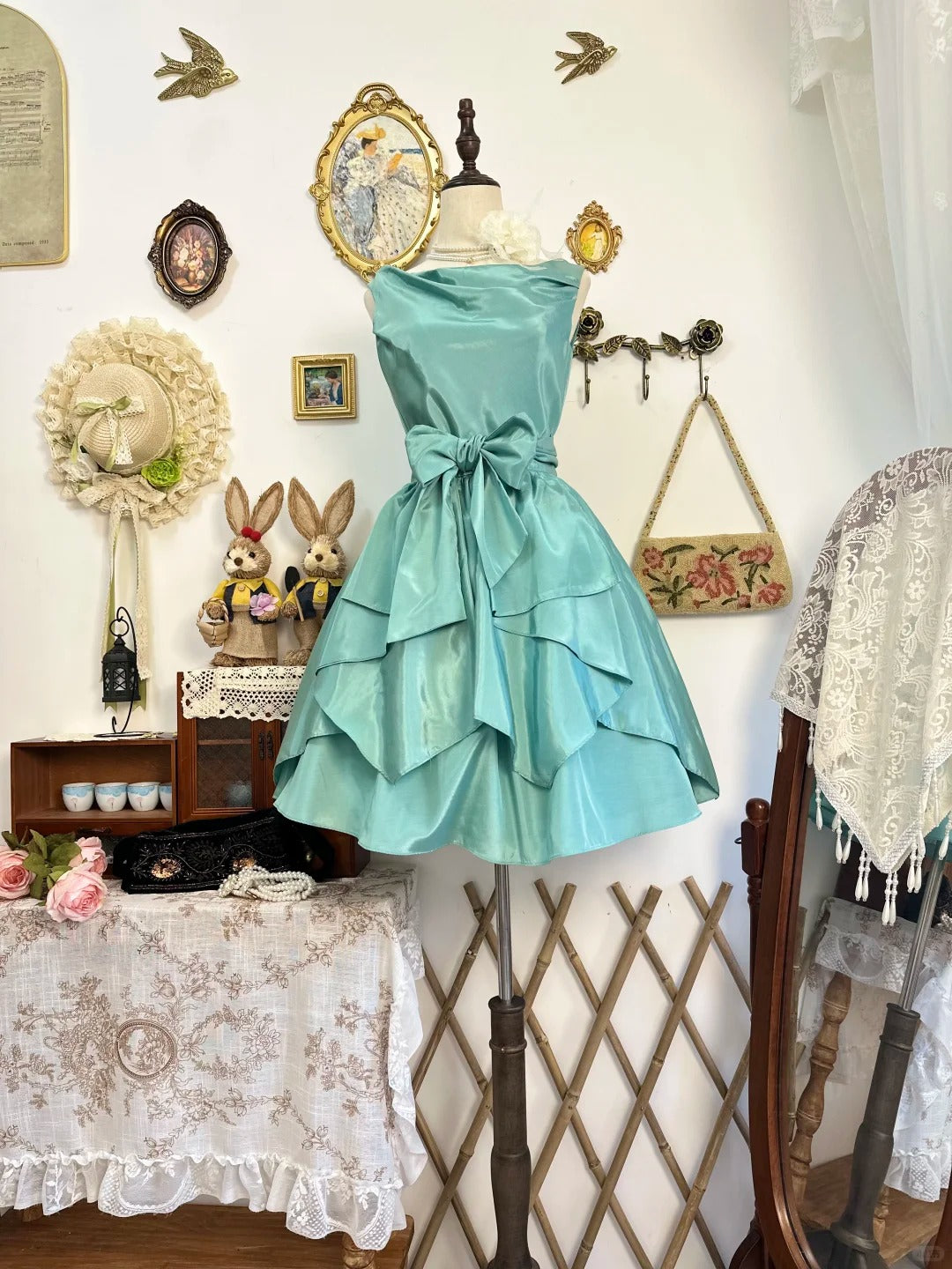 Sleeveless A Line Satin Homecoming Dress Ruffled Birthday Dress P2139