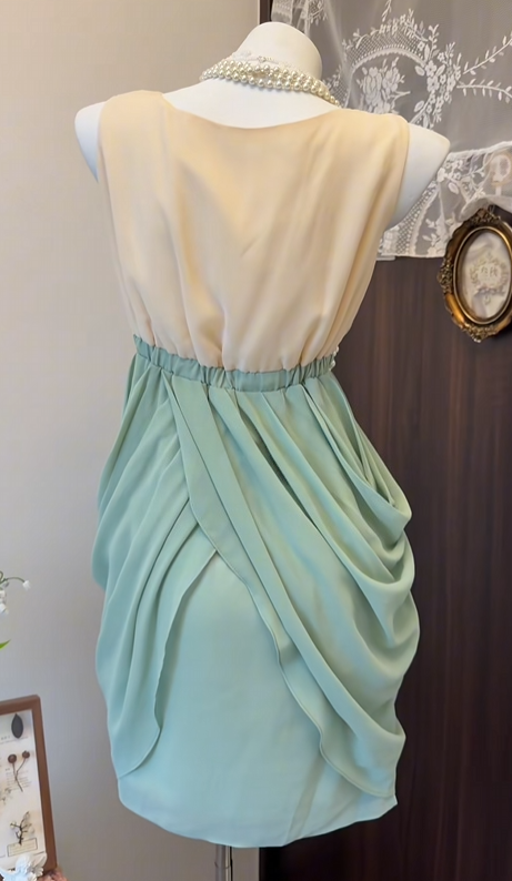 Sleeveless Chiffon Homecoming Dress Pearl Beaded Birthday Dress P1922