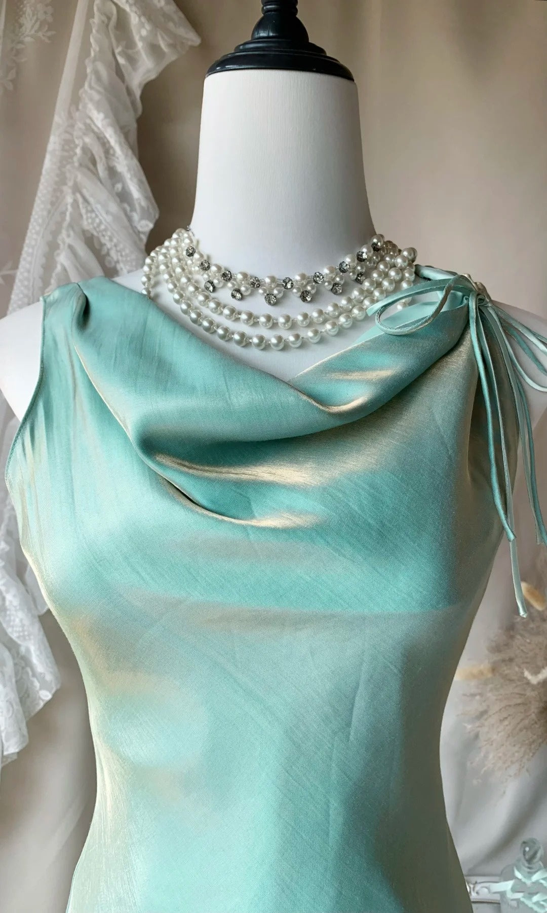 Sleeveless Mint Green Homecoming Dress Retro Evening Dress P1662