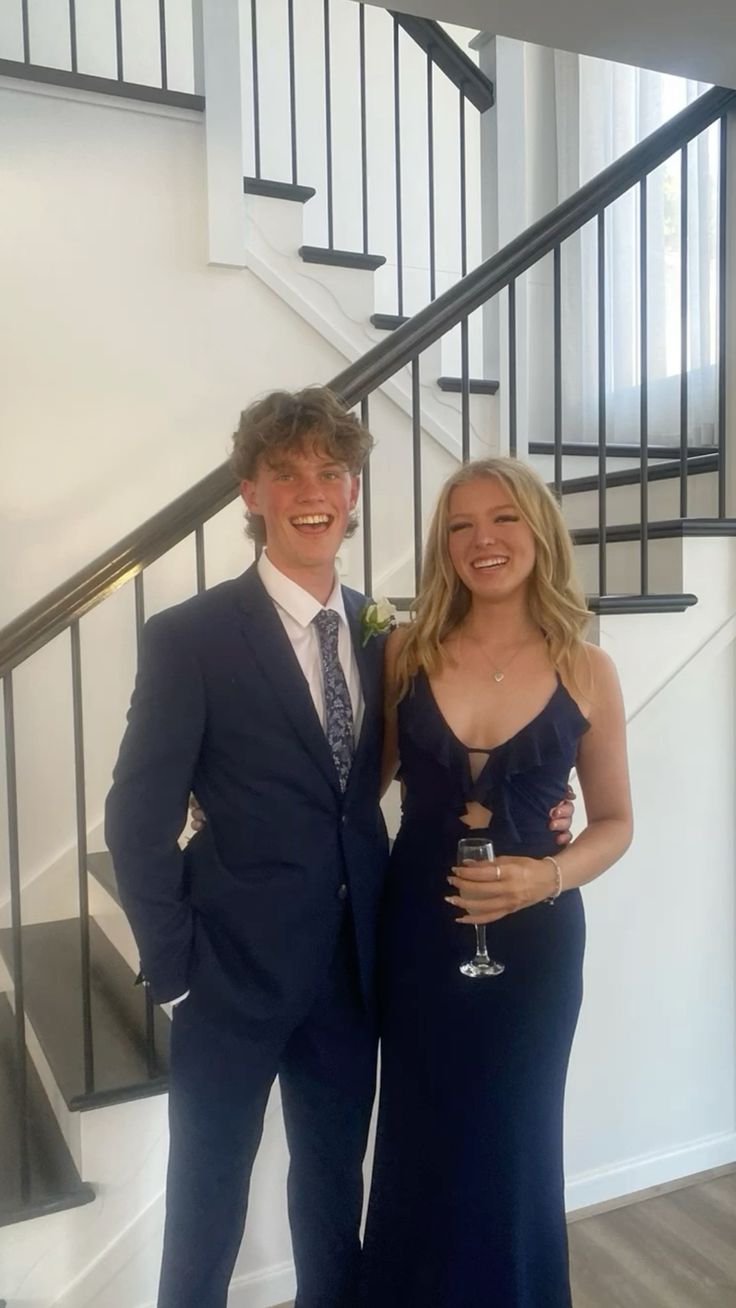 Spaghetti Strap Navy Blue Chiffon Prom Dress Ruffled Wedding Guest Dress P1459