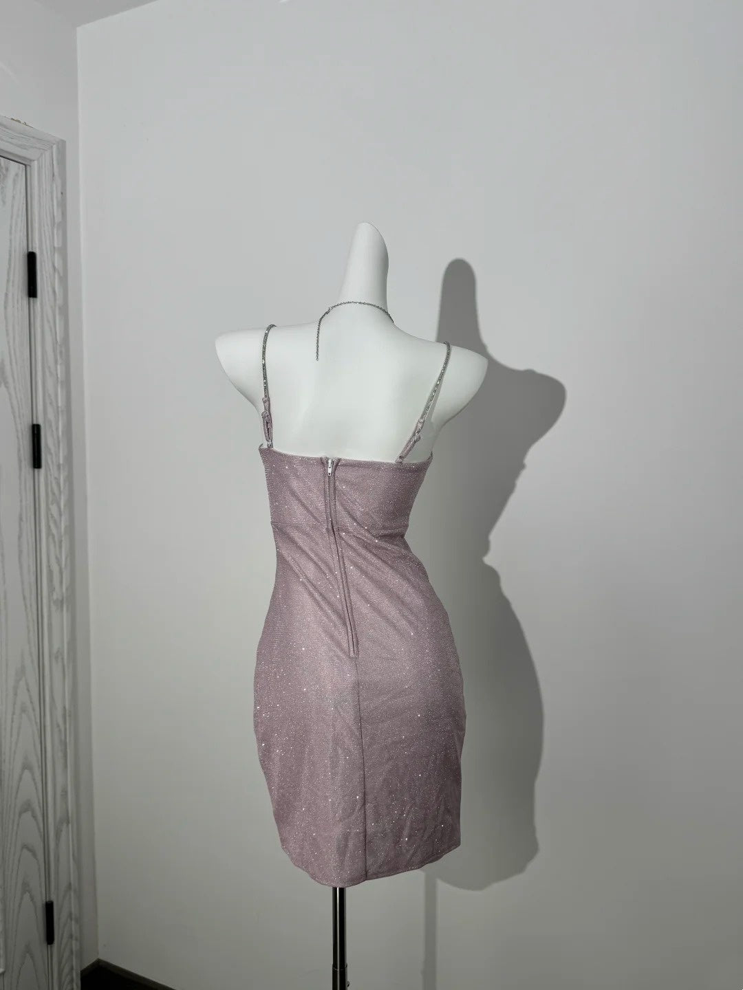 Spaghetti Strap Pink Sparkle Homecoming Dress Short Birthday Dress P1299
