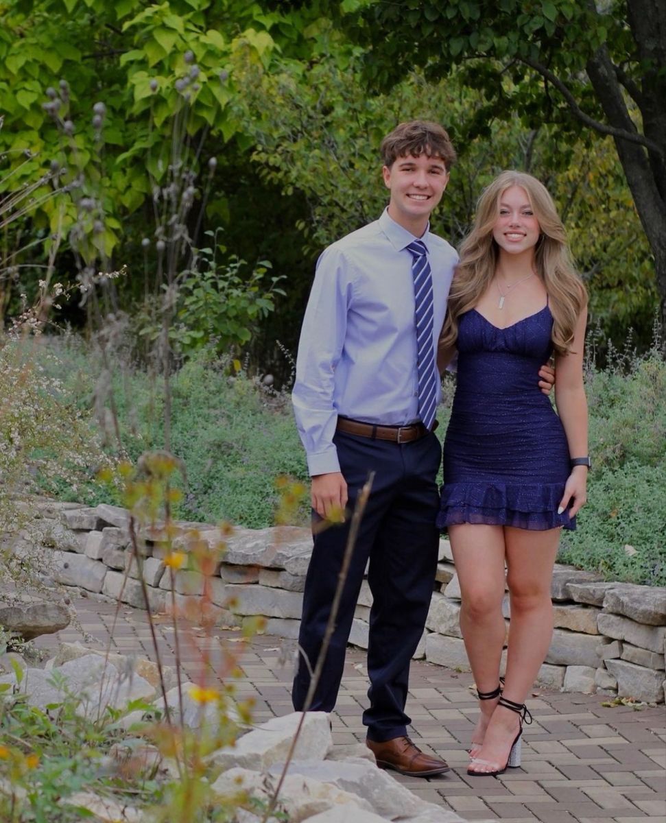 Spaghetti Strap Ruffled Navy Blue Sparkle Homecoming Dress P1460