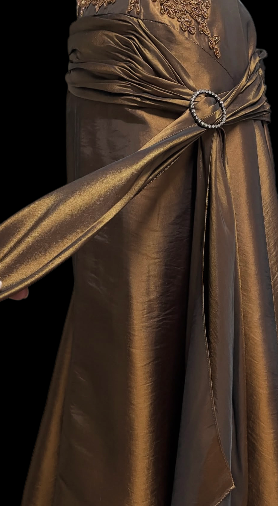 Spaghetti Strap Vintage Brown A Line Prom Dress With Appliques P1057