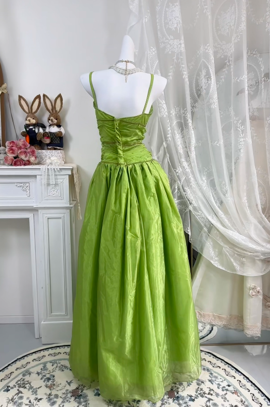 Spaghetti Straps A Line Green Formal Prom Dress P1808