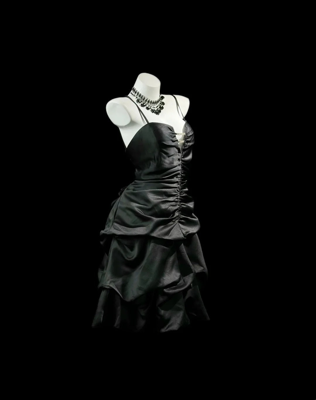 Spaghetti Straps Black Satin Homecoming Dress Short Birthday Dress P2668