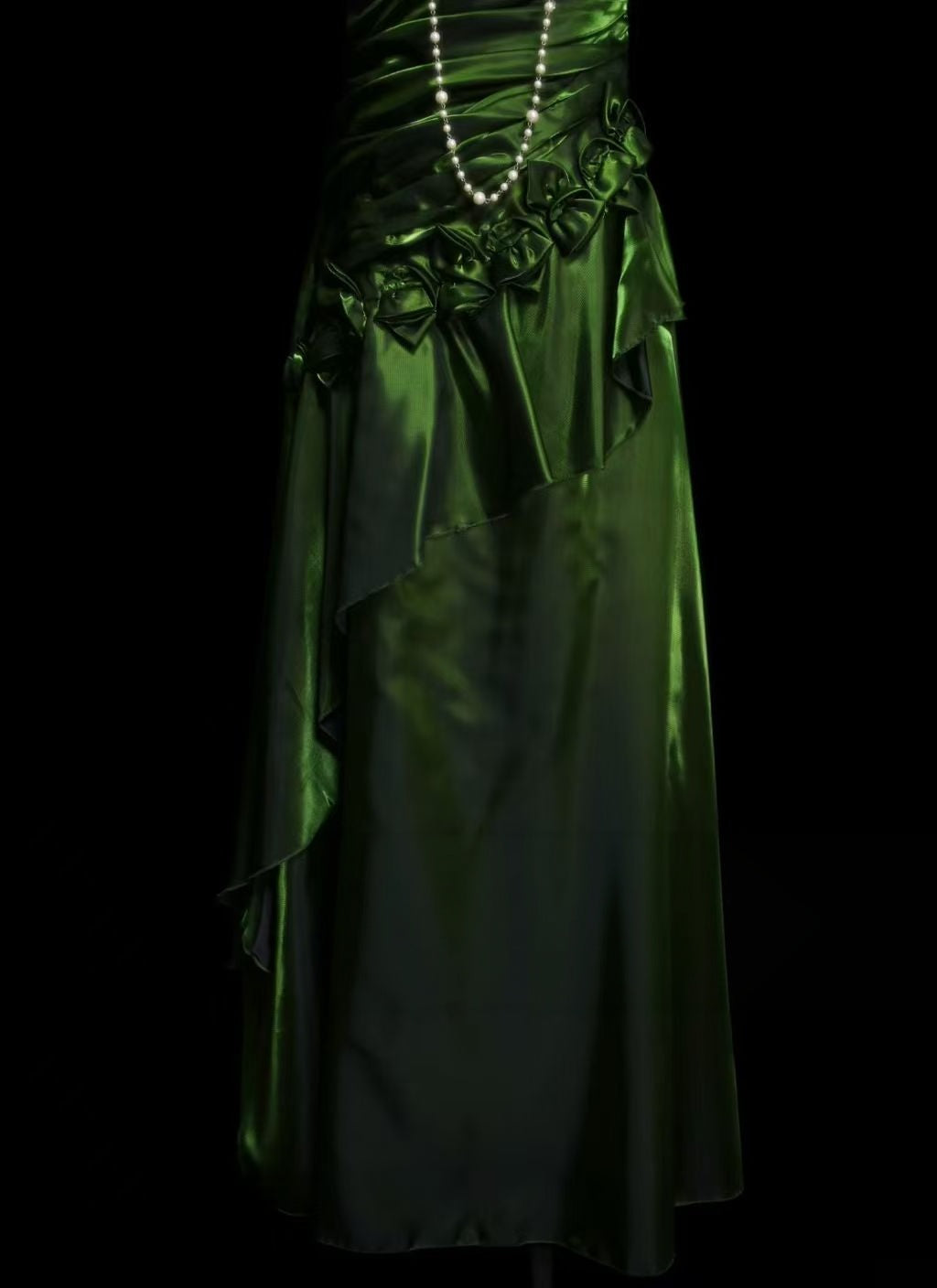 Spaghetti Straps Green Retro Prom Dress Beaded Evening Gowns P2095