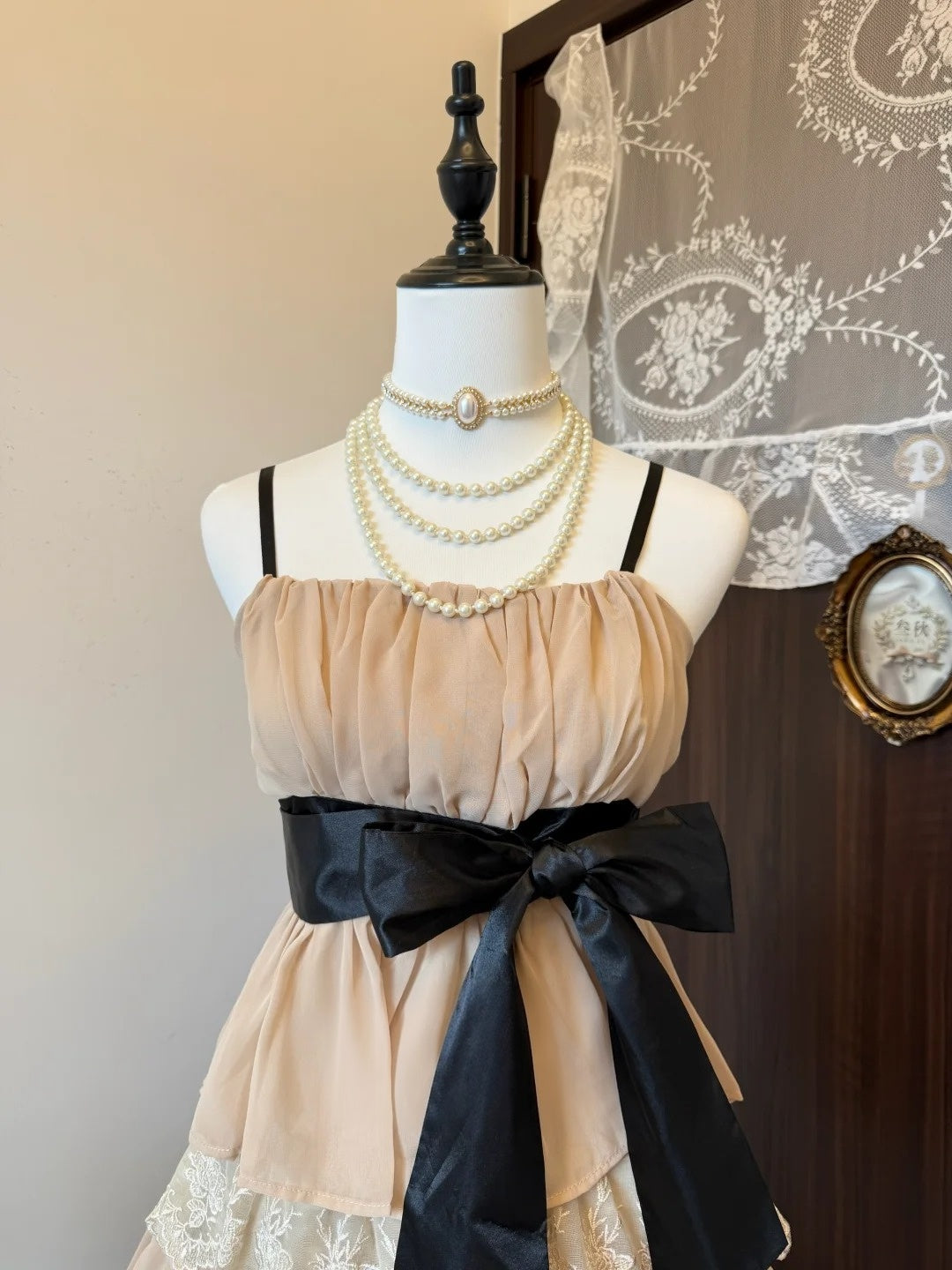 Spaghetti Straps Layered Chiffon Lace Homecoming Dress Birthday Outfit P1893