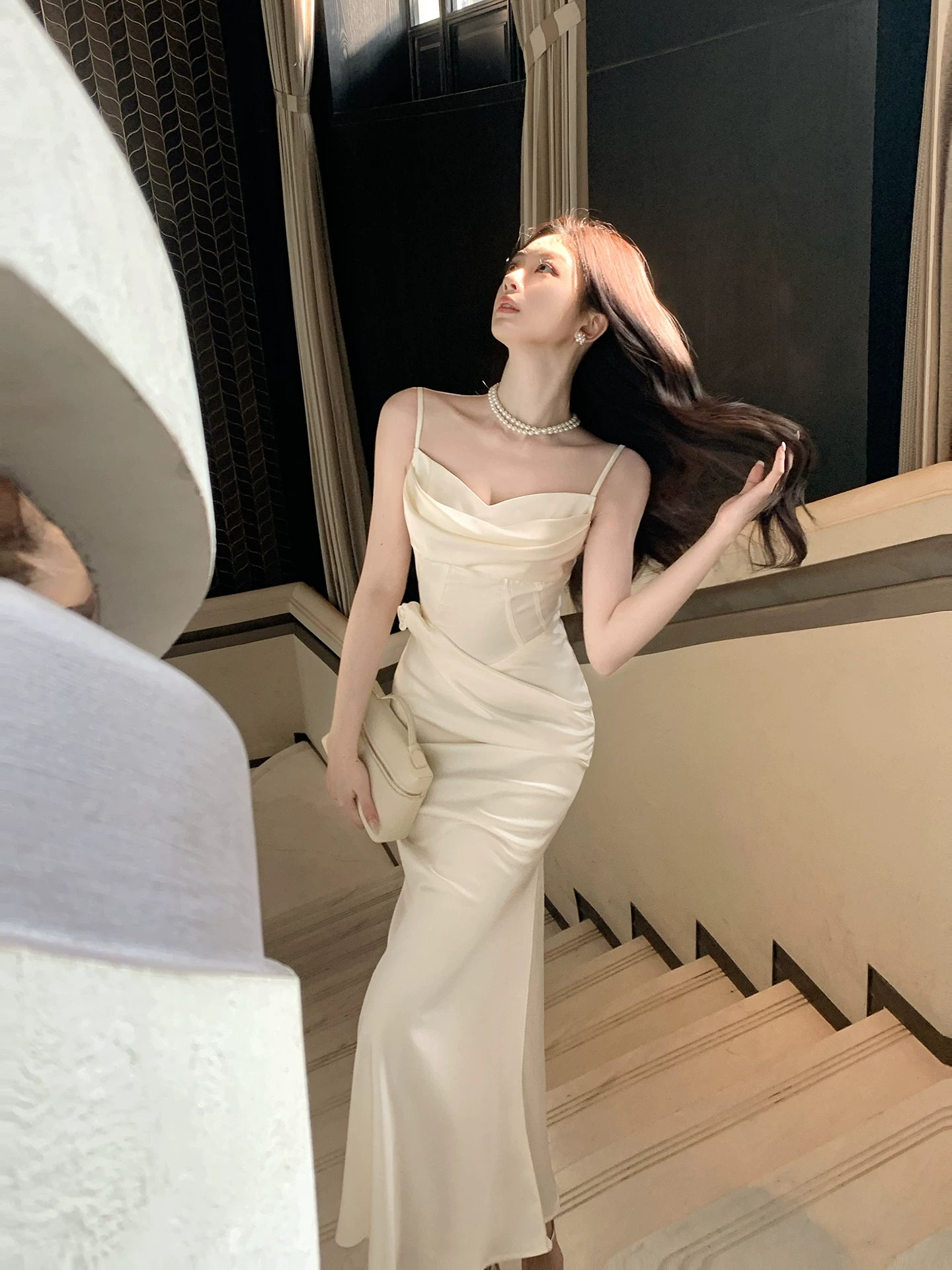 Spaghetti Straps Mermaid Satin Evening Dress Formal Graduation Dress P1614