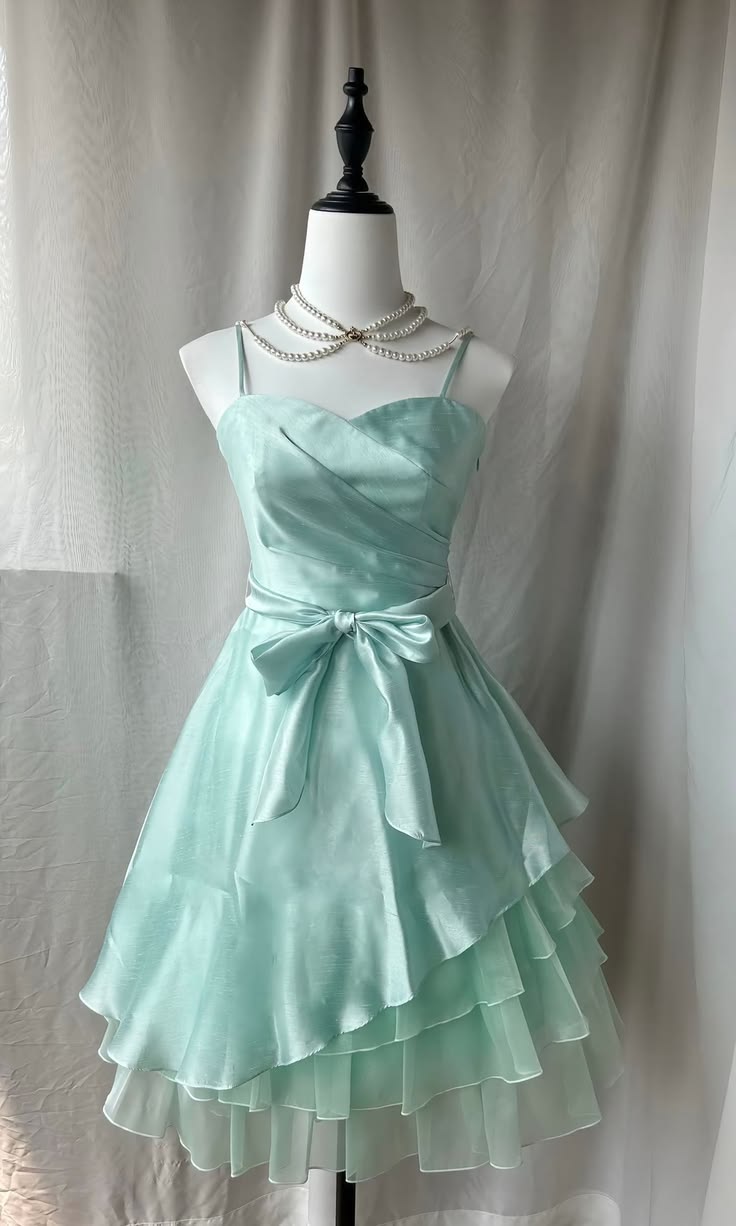 Spaghetti Straps Mint Green A Line Homecoming Dress Short Party Dress P1877