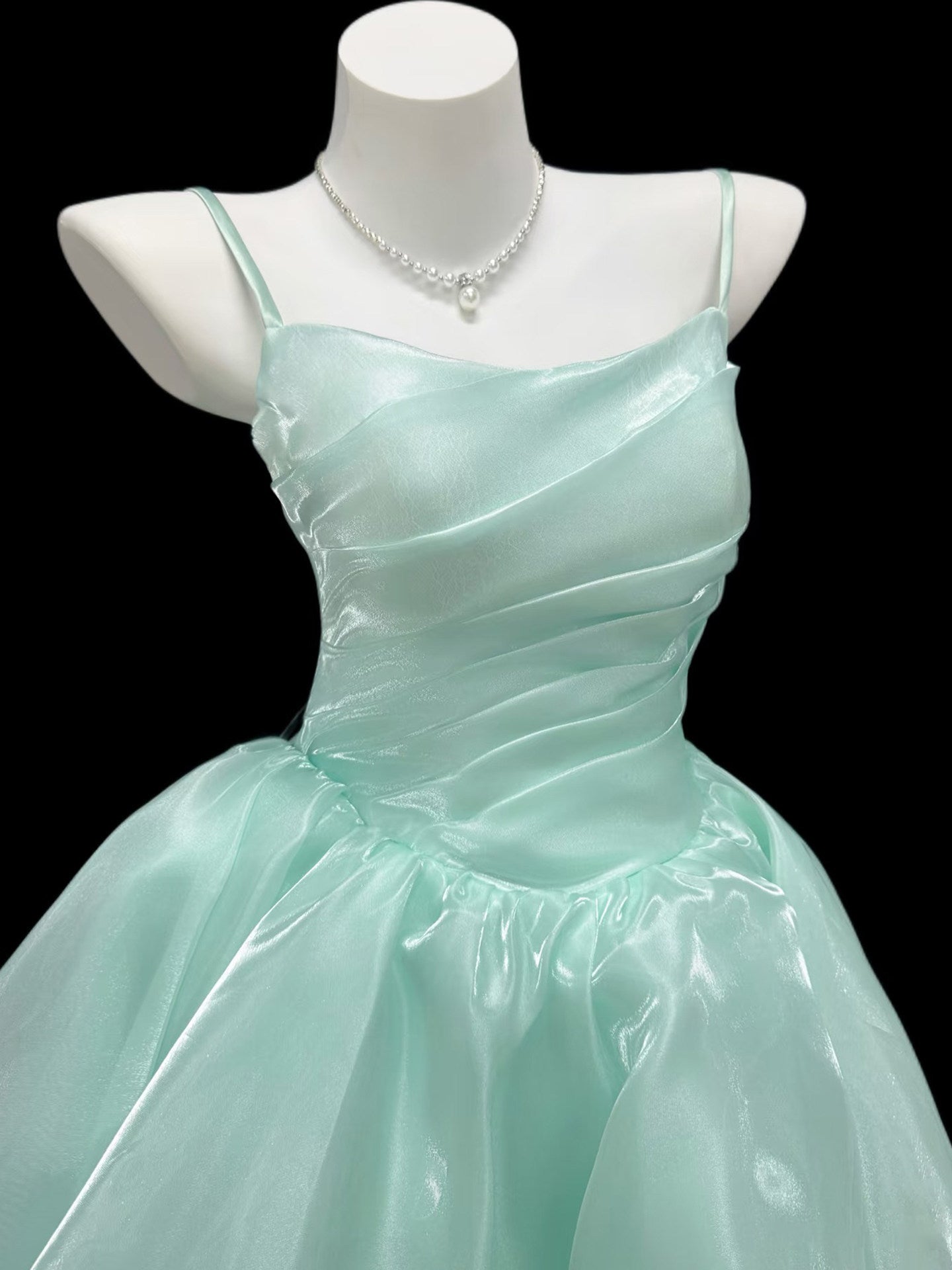 Spaghetti Straps Mint Green Prom Dress A Line Birthday Dress P1736