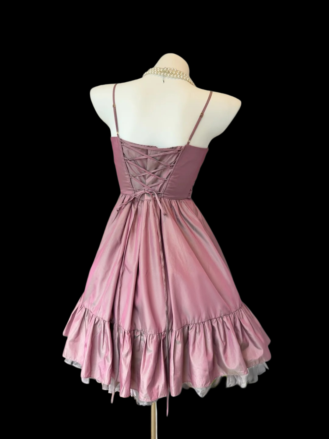 Spaghetti Straps Retro Pink Homecoming Dress Short Party Dress P1873
