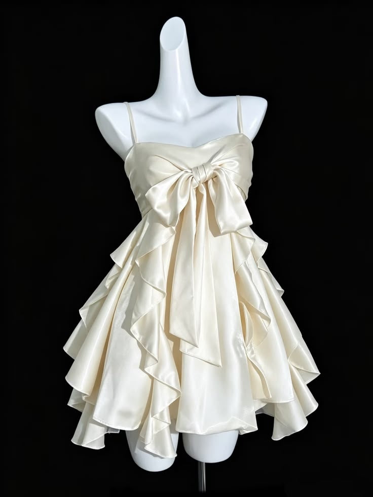 Spaghetti Straps Satin Homecoming Dress Ruffled Short Birthday Dress P2074
