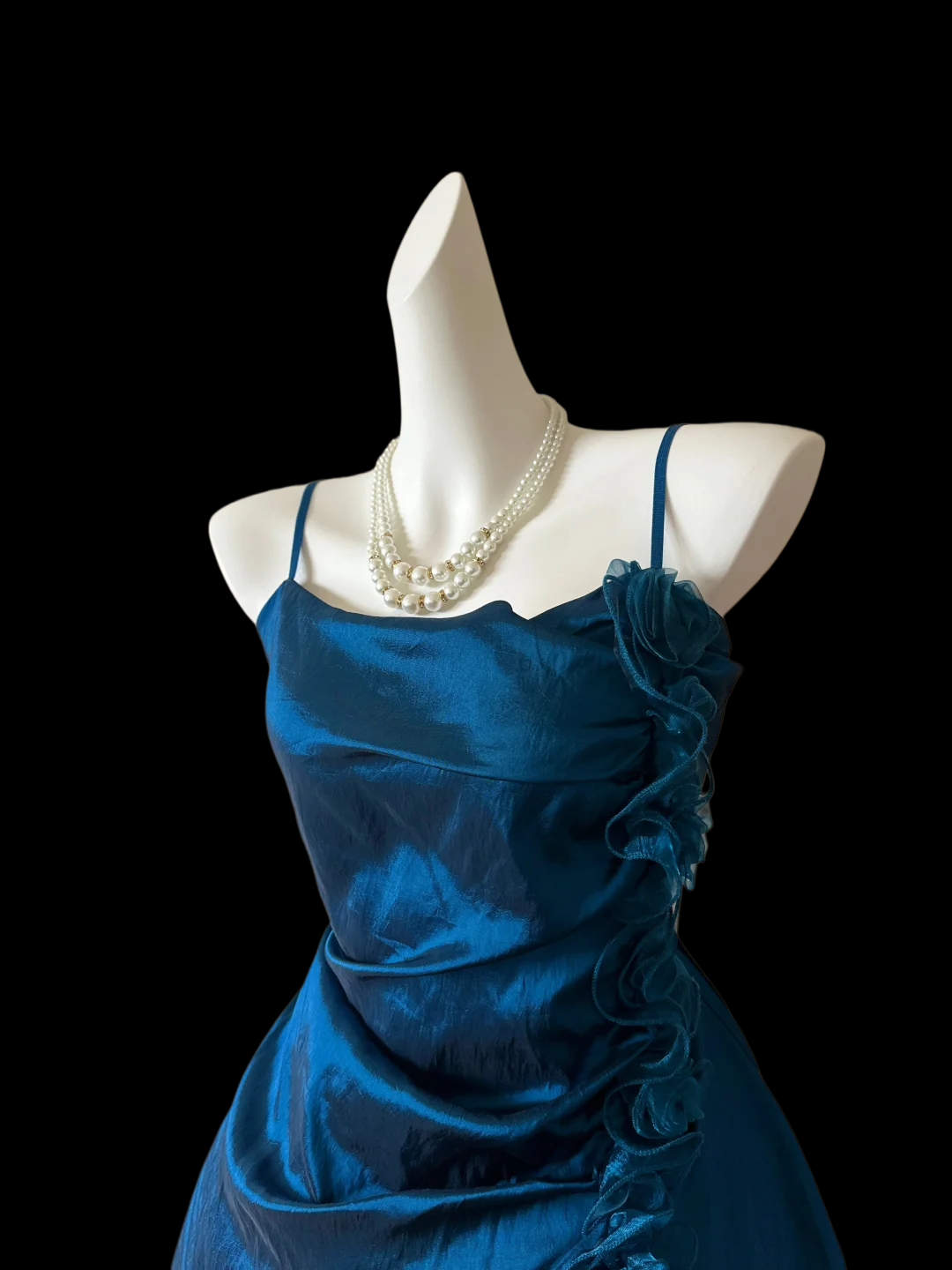 Spaghetti Straps Teal Blue Short Dress Ruffled Homecoming Dress P1071
