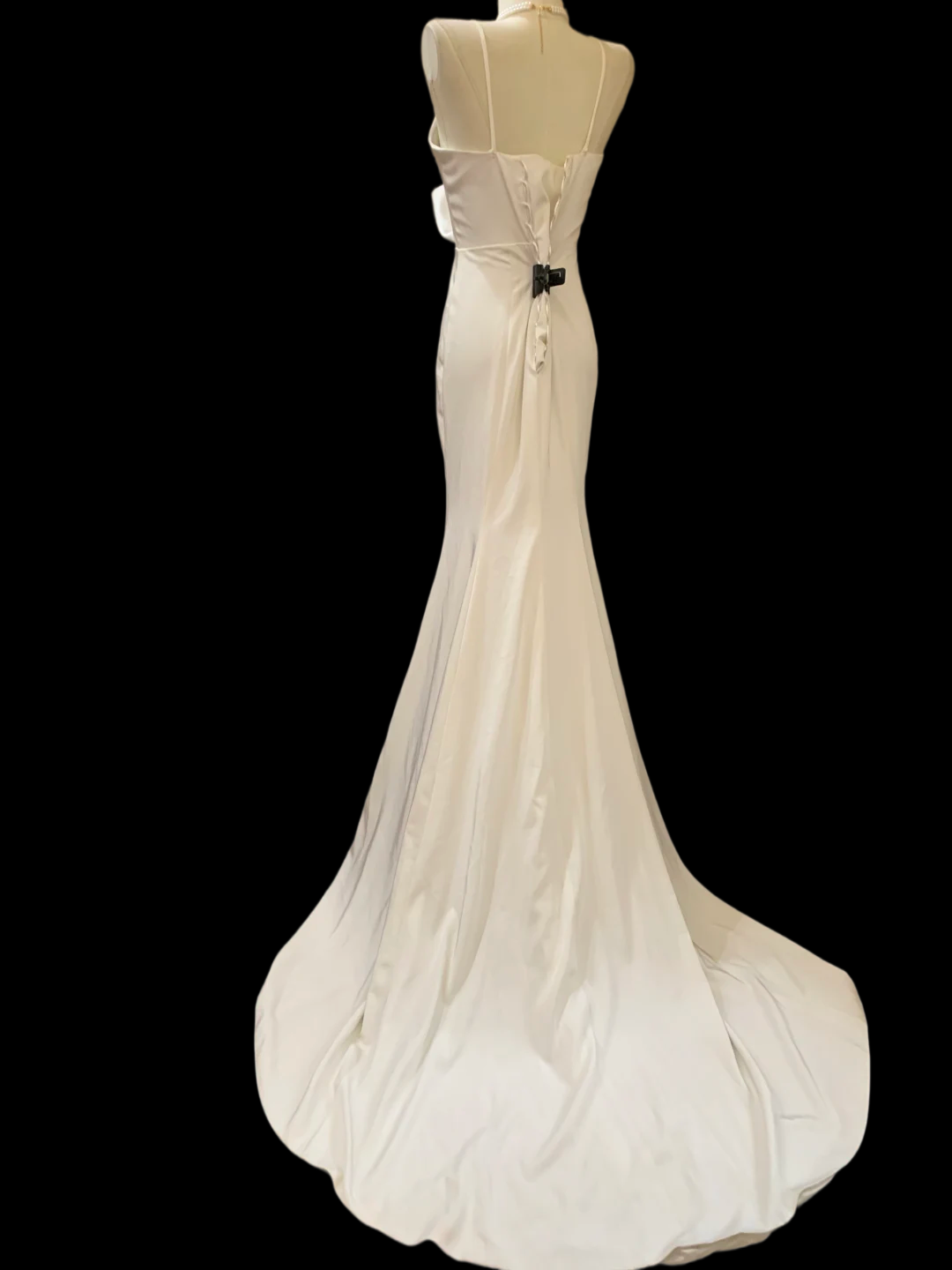 Spaghetti Straps White Mermaid Wedding Dress With Slit Bow Knot Birthday Dress P802