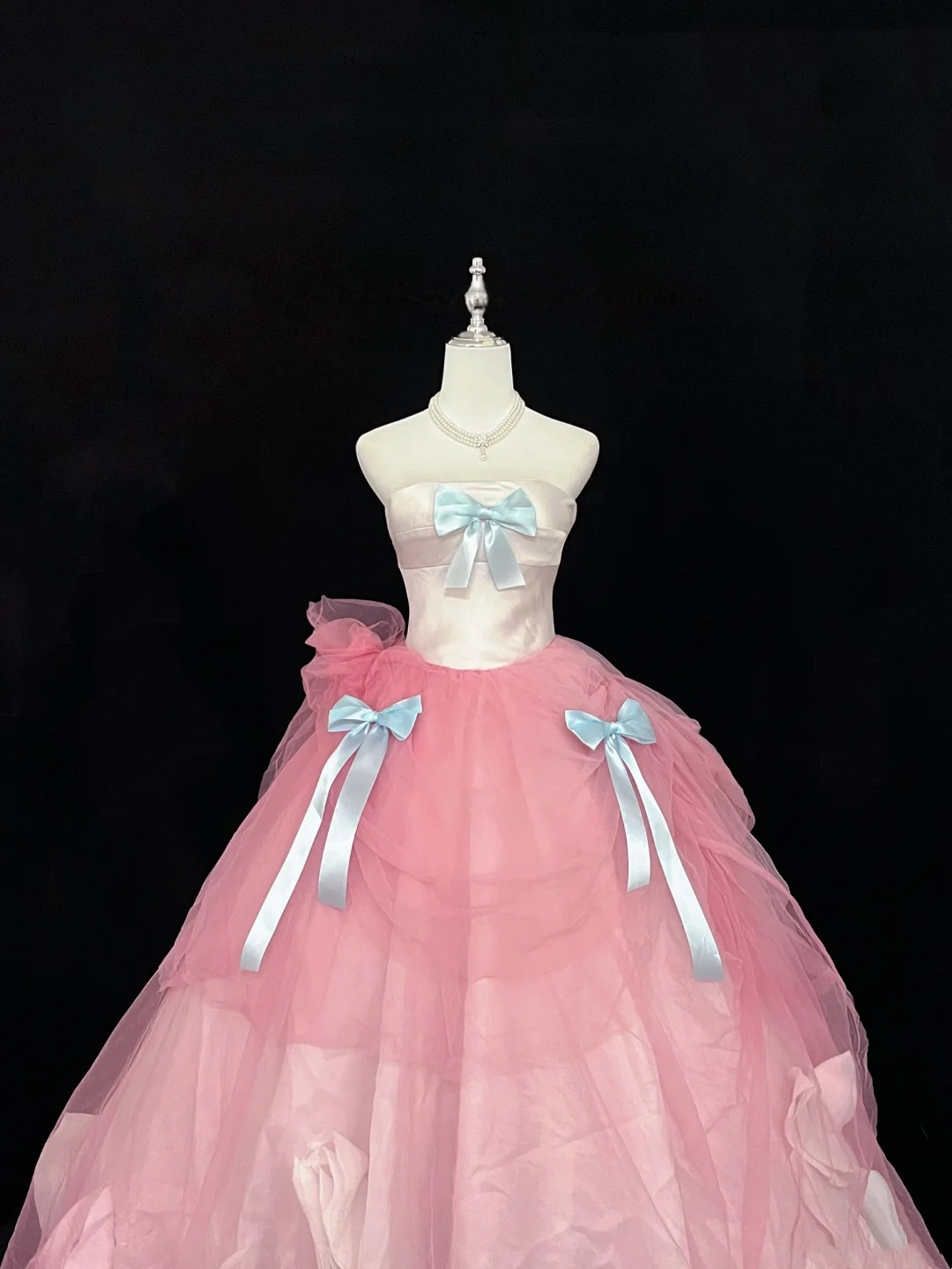 Strapless A Line Pink Prom Dress With Bow Sweet Birthday Dress For Teens P1168