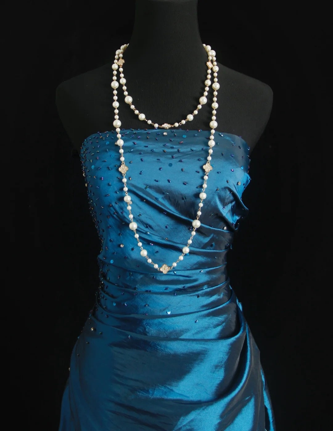 Strapless A Line Retro Prom Dress Beaded Taffeta Evening Dress P1383