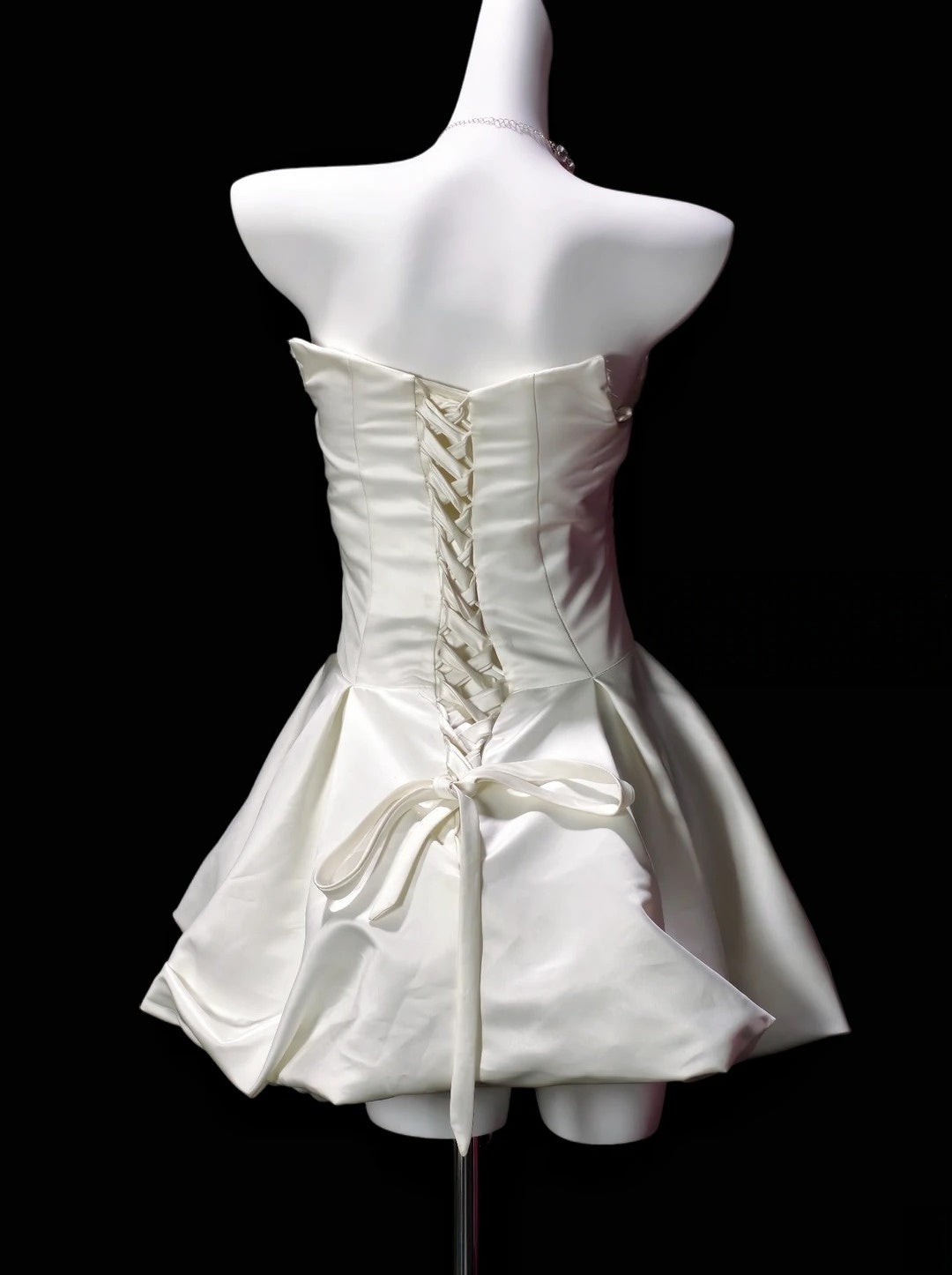 Strapless A Line Satin Birthday Dress Short Homecoming Dress P1978