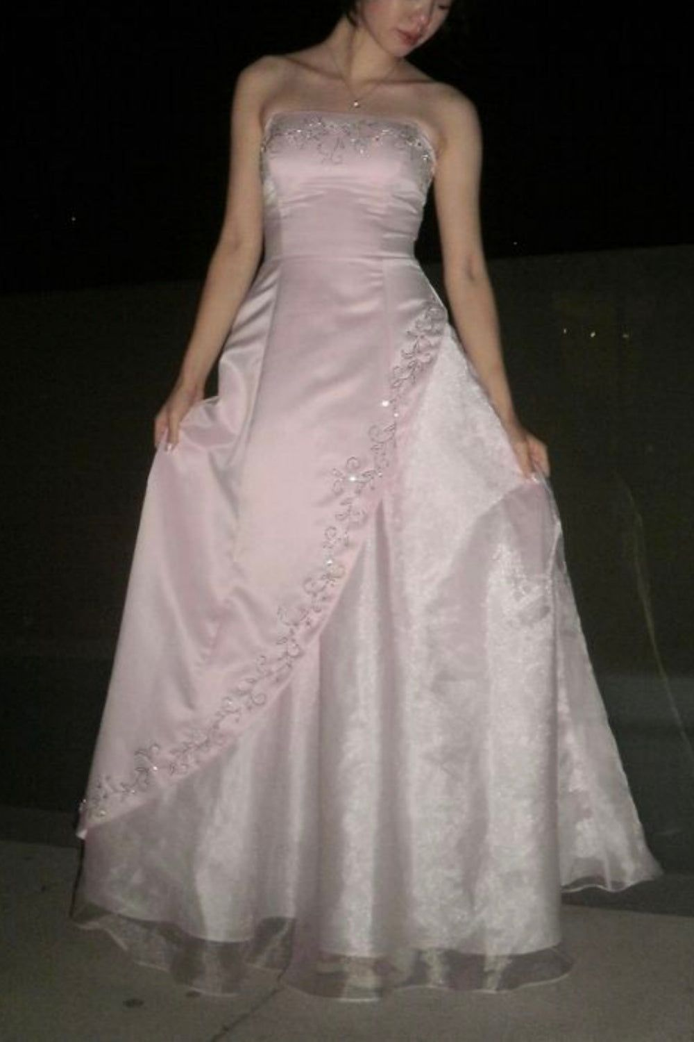 Strapless A Line Vintage Satin Prom Dress Formal Dress P1089