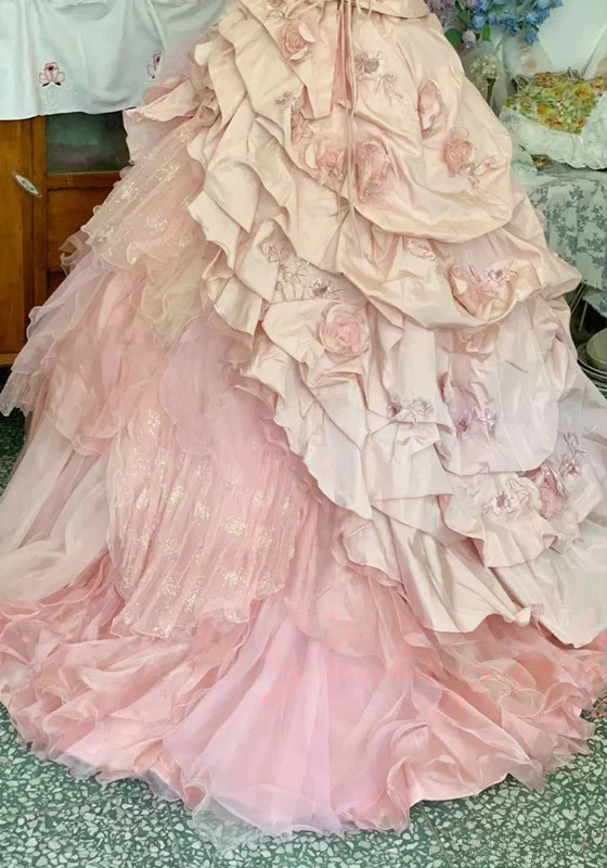 Strapless Ball Gown Pink Quinceanera Dresses Sweet 16 Birthday Dress P1218
