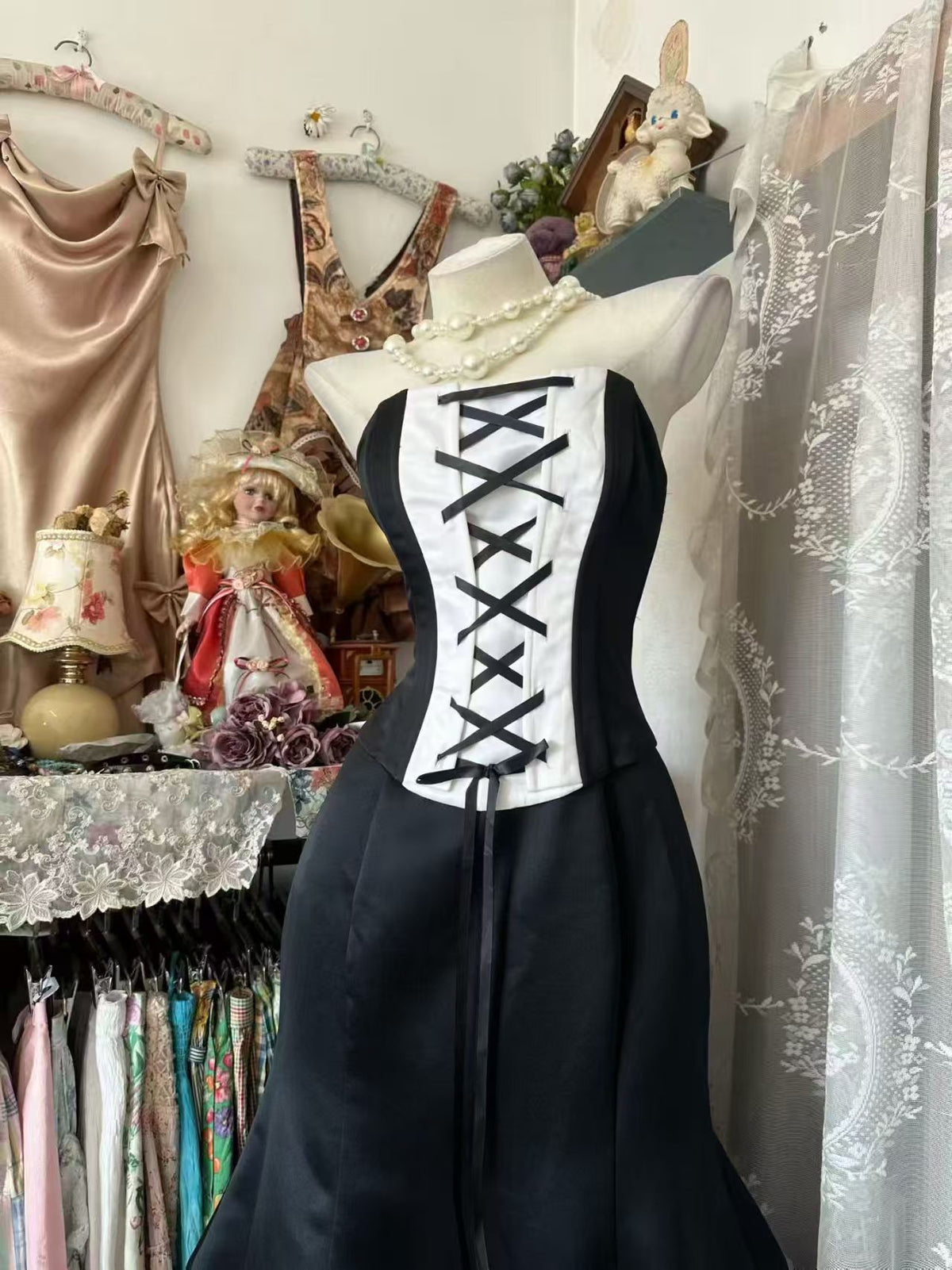 Strapless Black Mermaid Satin Formal Prom Dress Evening Gown P2680