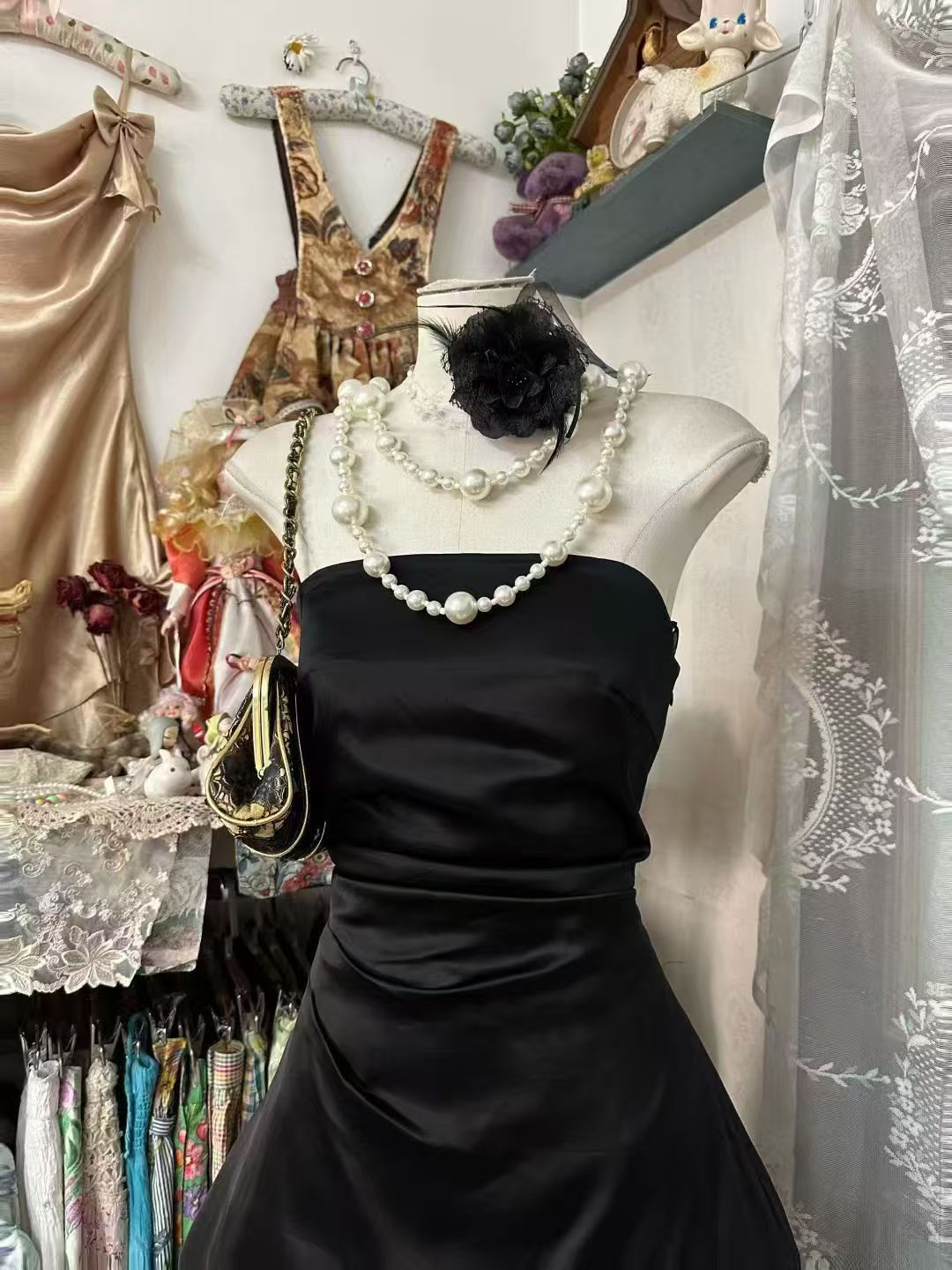 Strapless Black Satin Homecoming Dress Short Birthday Dress P2073