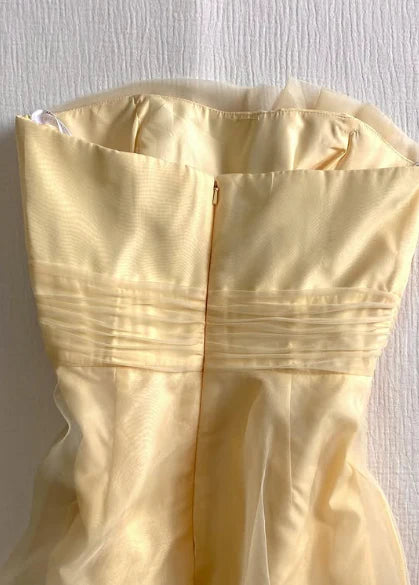 Strapless Pale Yellow Short Homecoming Dress P1343