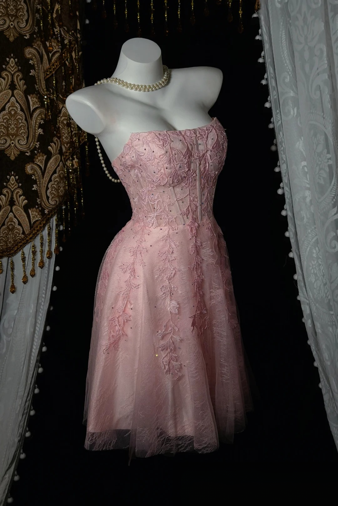 Strapless Pink Tulle Short Homecoming Dress Cocktail Dress P2608