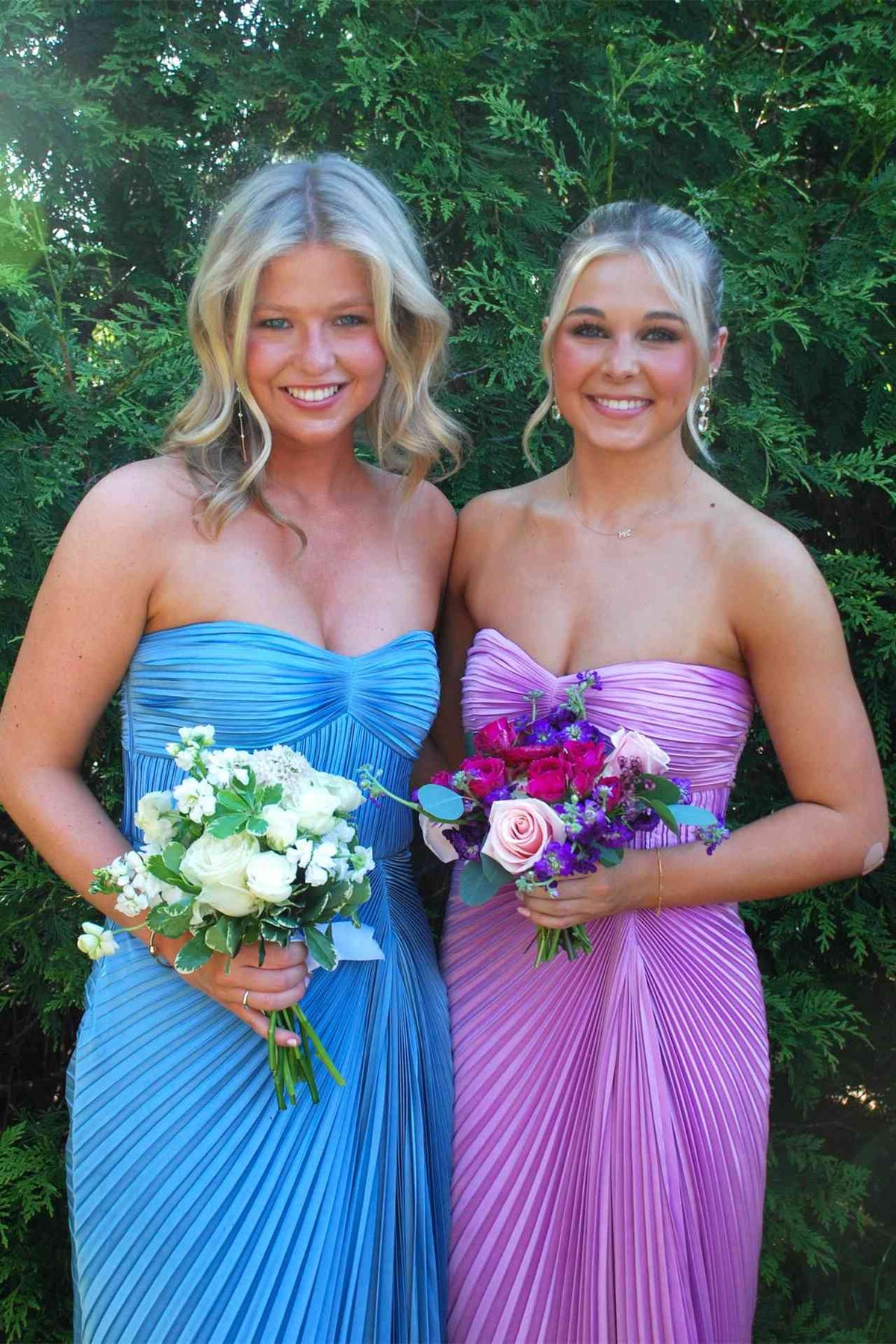 Strapless Pleated Purple Satin Formal Prom Dress P2486