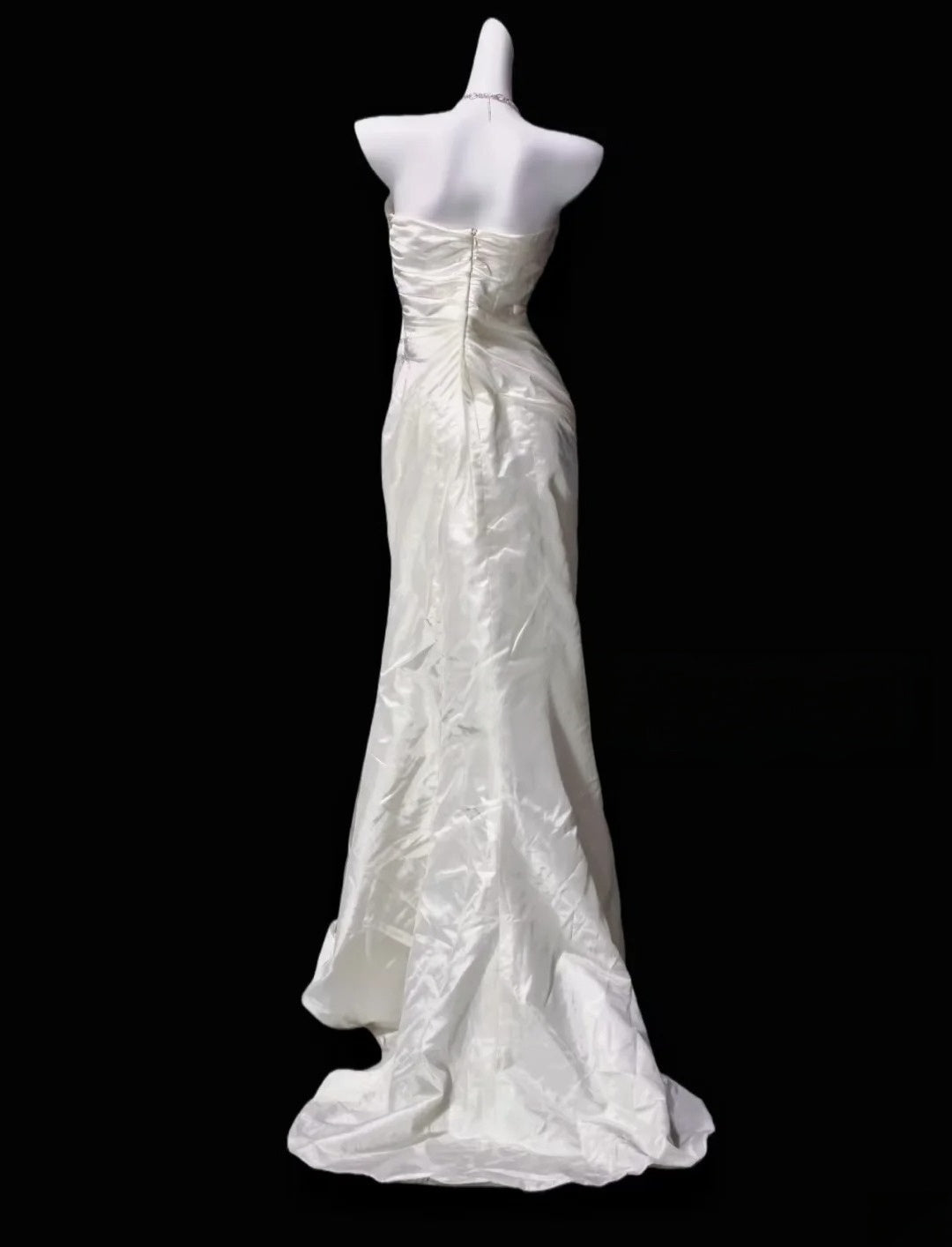 Strapless White Mermaid Satin Wedding Dress Long Evening Dress P1846