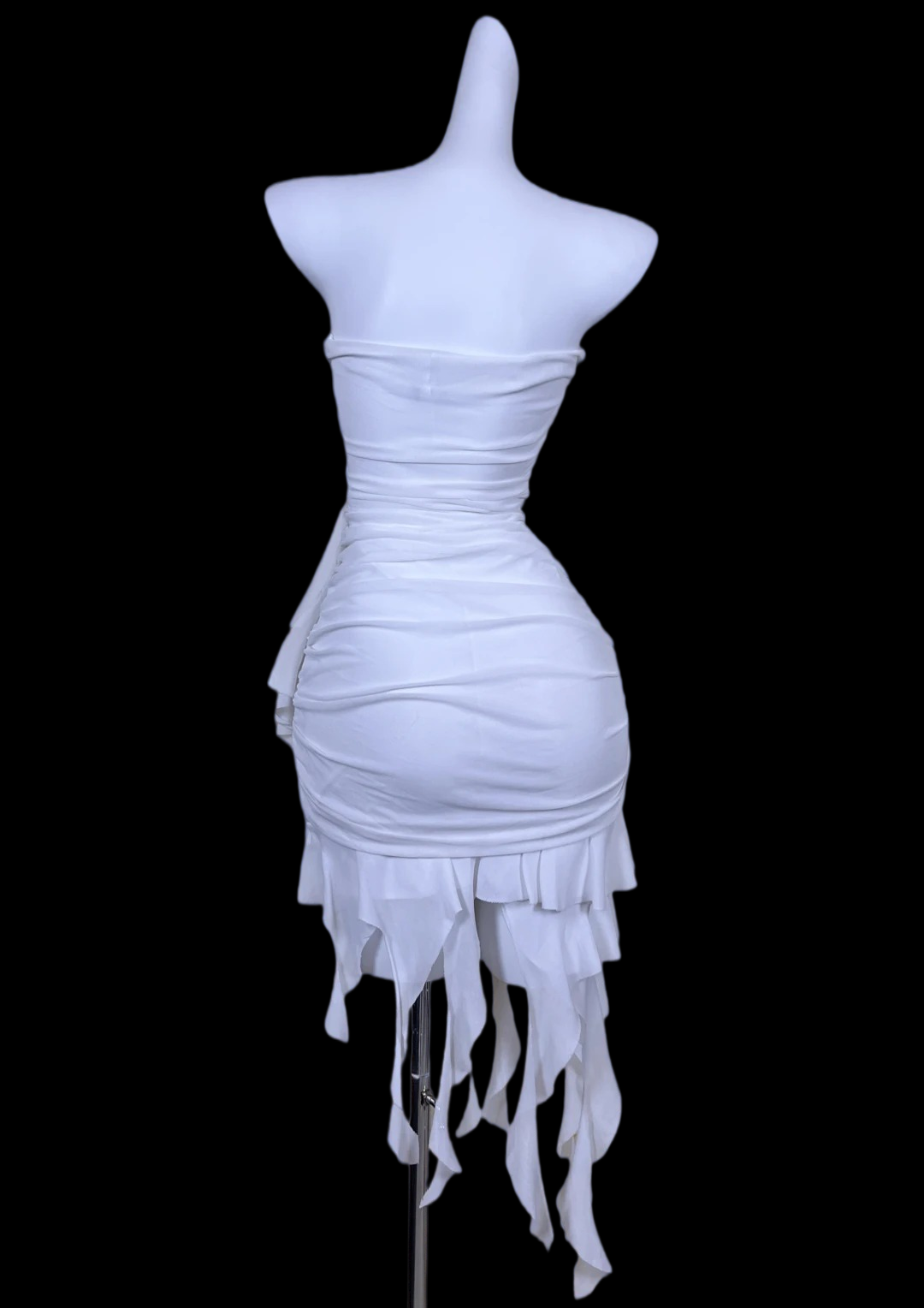 Strapless White Sheath Birthday Dress Ruffled Homecoming Dress P1830