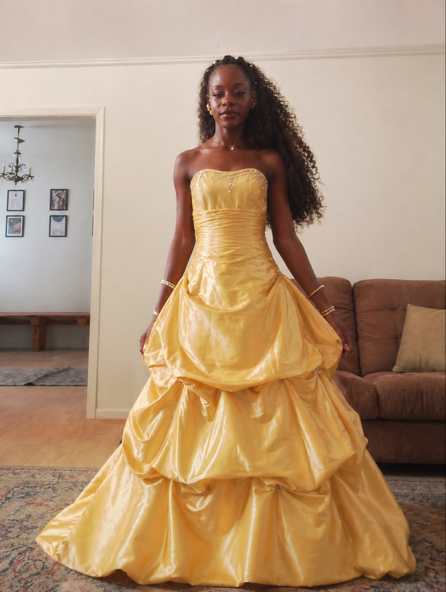 Strapless Yellow Retro Princess Birthday Dress Formal Prom Dress P1426