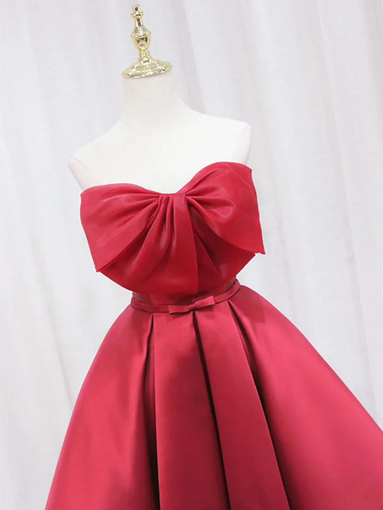 Sweetheart A Line Red Satin Homecoming Dress Short Birthday Dress P2352