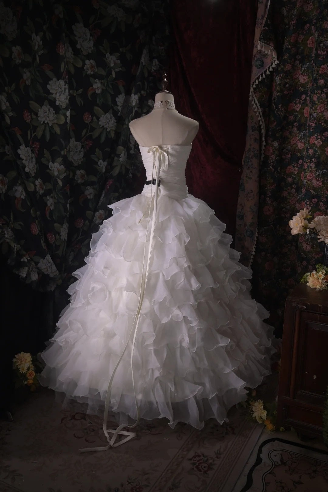 Sweetheart A Line White Ruffled Birthday Dress Formal Wedding Dress P1712