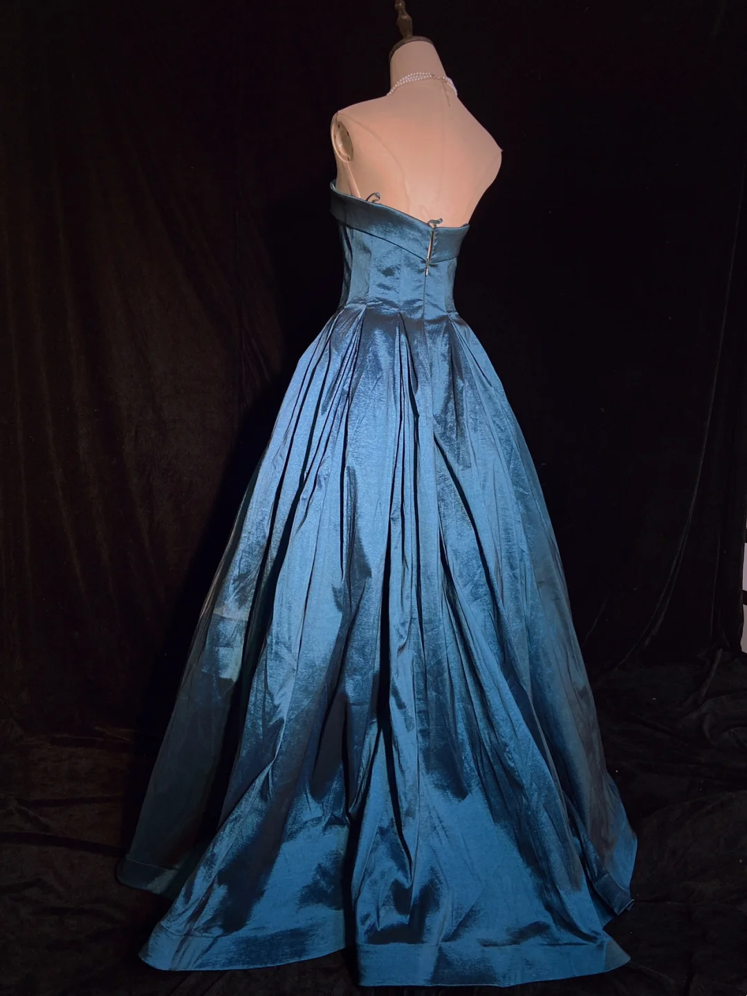 Sweetheart Blue A Line Prom Dress Satin Formal Party Gown P924