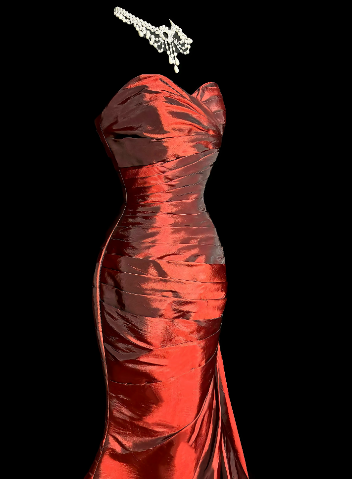 Sweetheart Burgundy Mermaid Prom Dress Retro Evening Gown P2607