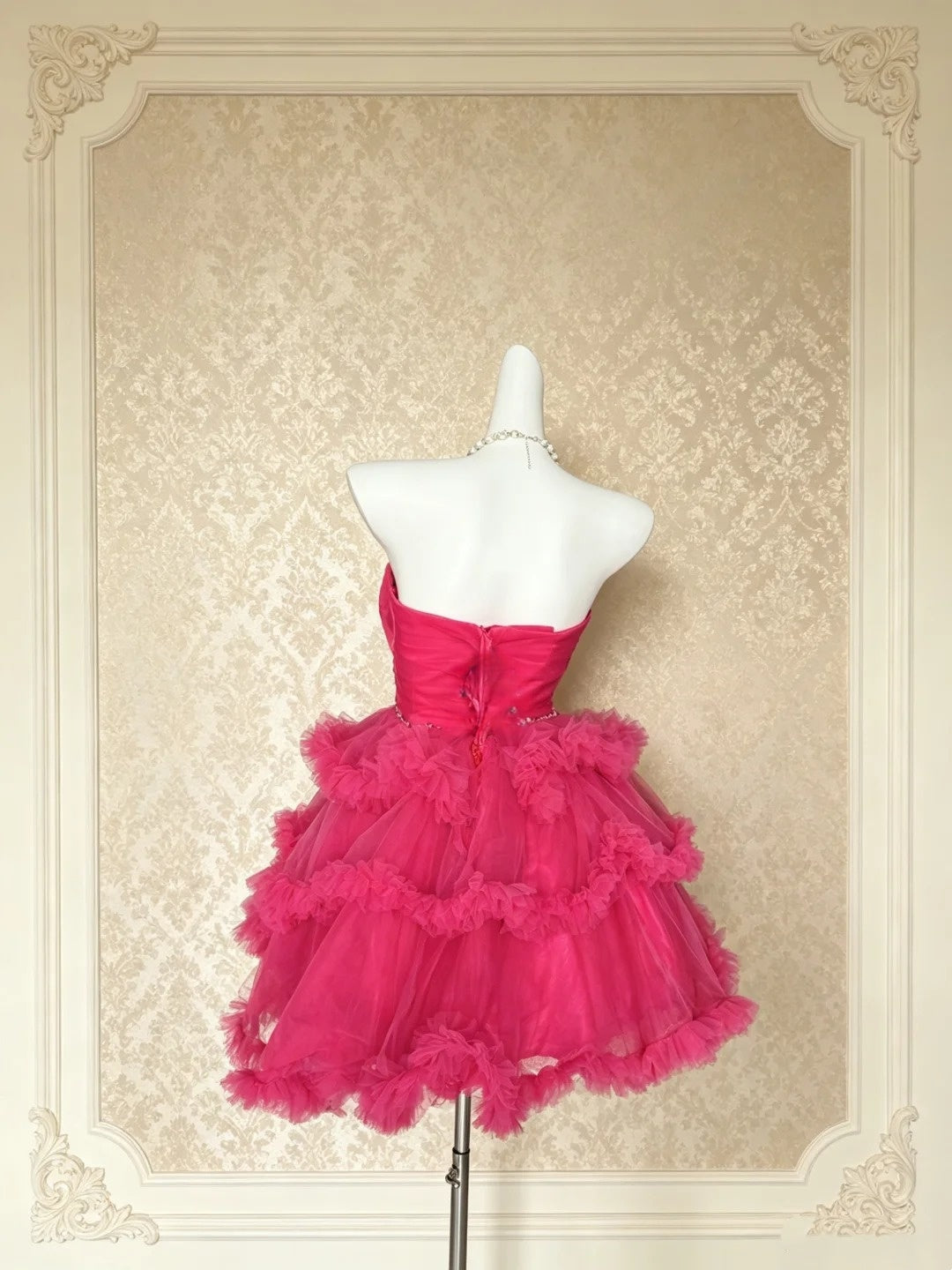 Sweetheart Hot Pink A Line Homecoming Dress Ruffled Short Party Dress P1318