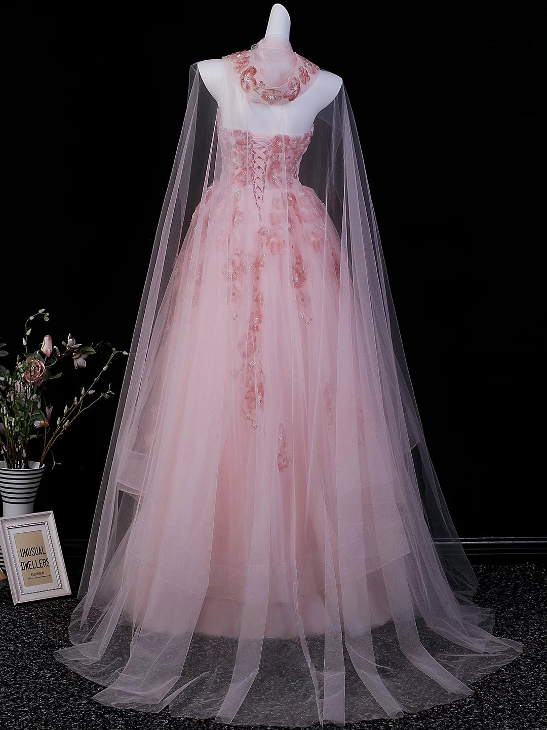 Sweetheart Neck A Line Pink Fairy Prom Dress Birthday Gown P2714