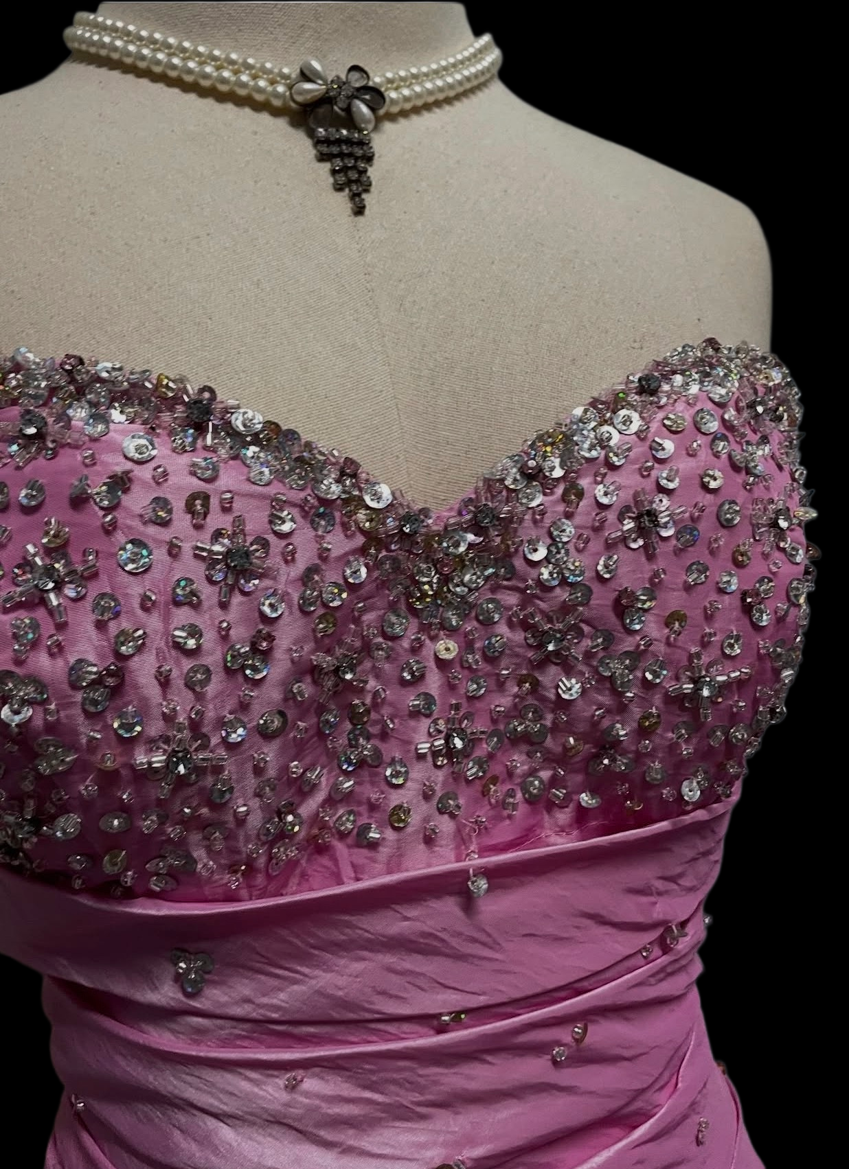 Sweetheart Pink Mermaid Prom Dress Beaded Vintage Formal Dress P1051