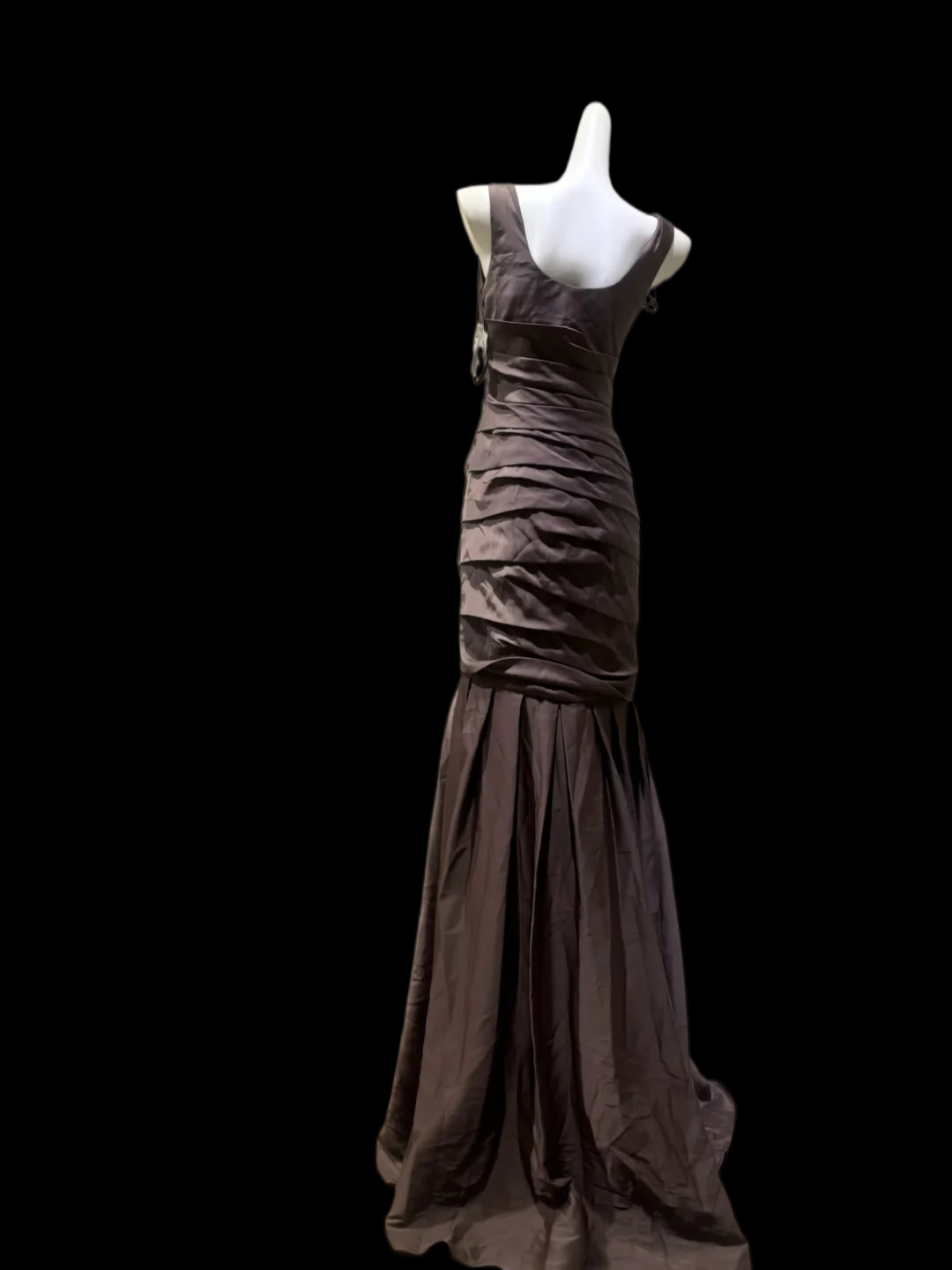 V Neck Brown Mermaid Formal Prom Dress Pleated Evening Dress P1848