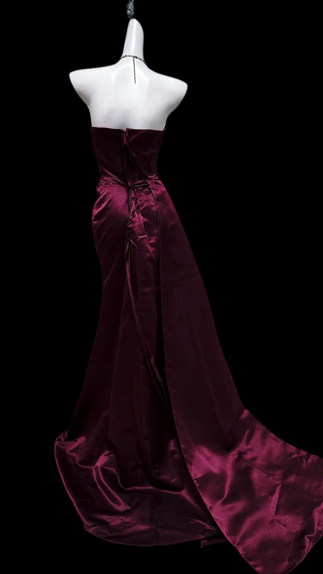V Neck Wine Red Mermaid Formal Prom Dress Beaded Evening Gown P2416